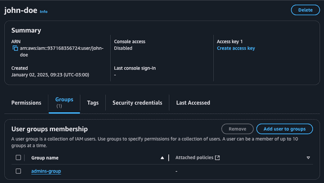 IAM User created via Step Functions